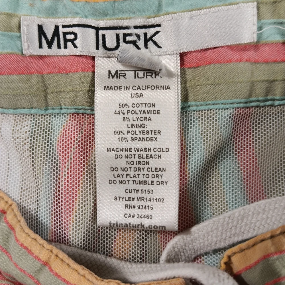 Mr. Turk Swim Trunks Mens 34 San Simeon Stripe Mesh Lined Designer Beach Resort